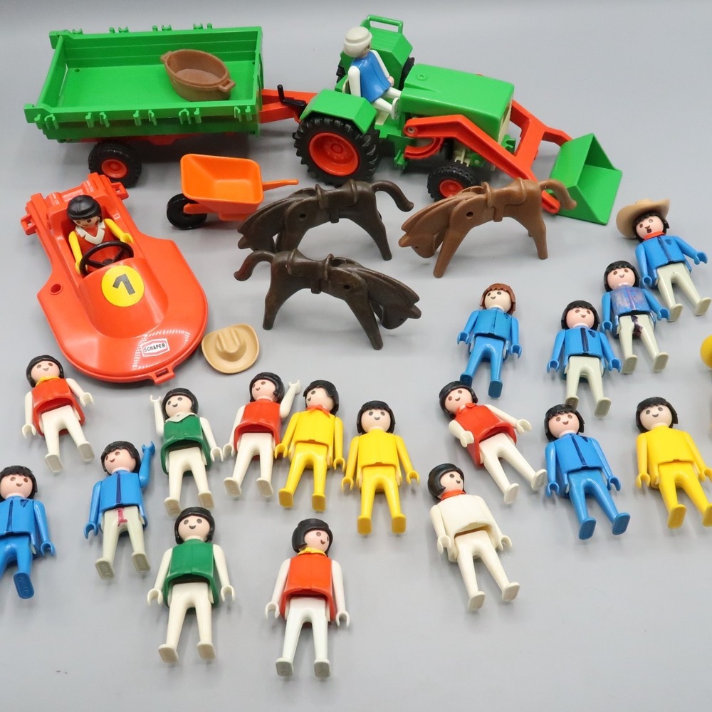 Vintage Playmobil Vehicles‎ Tractor Trailer with Trailer Boat lots of people